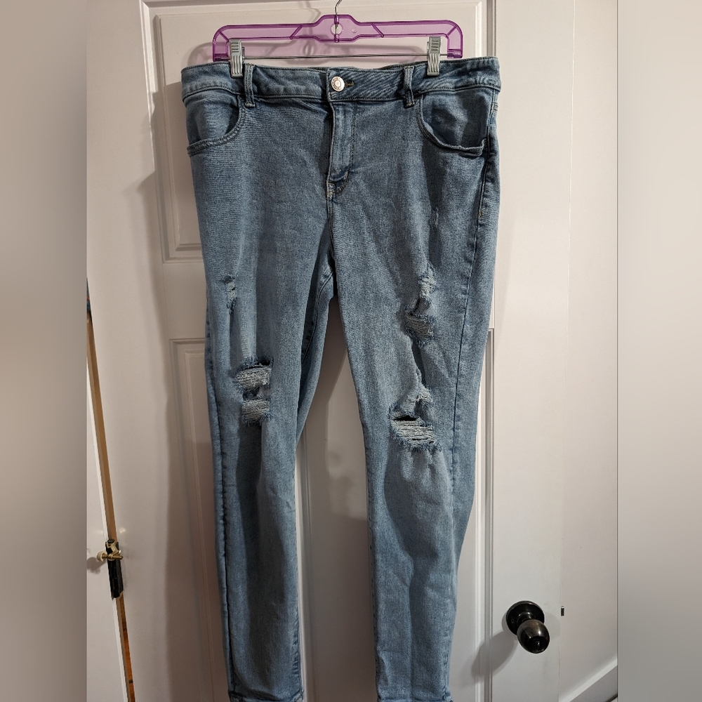 Maurices distressed skinny high rise jeans denim size 18w plus size